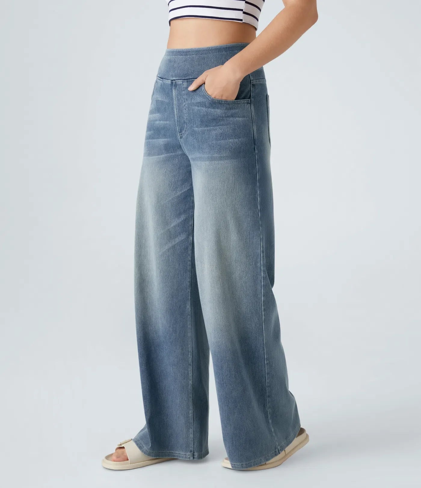 High-Waisted Stretch Trousers
