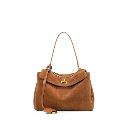 Rony suede leather top-handle shoulder bag