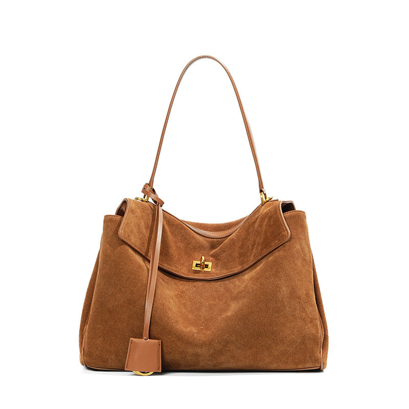 Rony suede leather top-handle shoulder bag