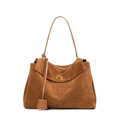 Rony suede leather top-handle shoulder bag