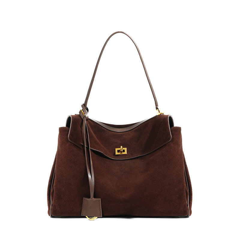 Rony suede leather top-handle shoulder bag
