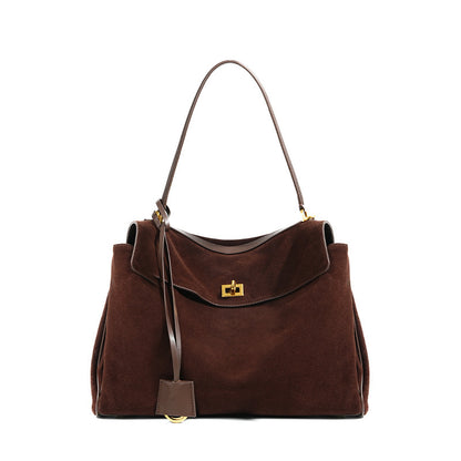 Rony suede leather top-handle shoulder bag