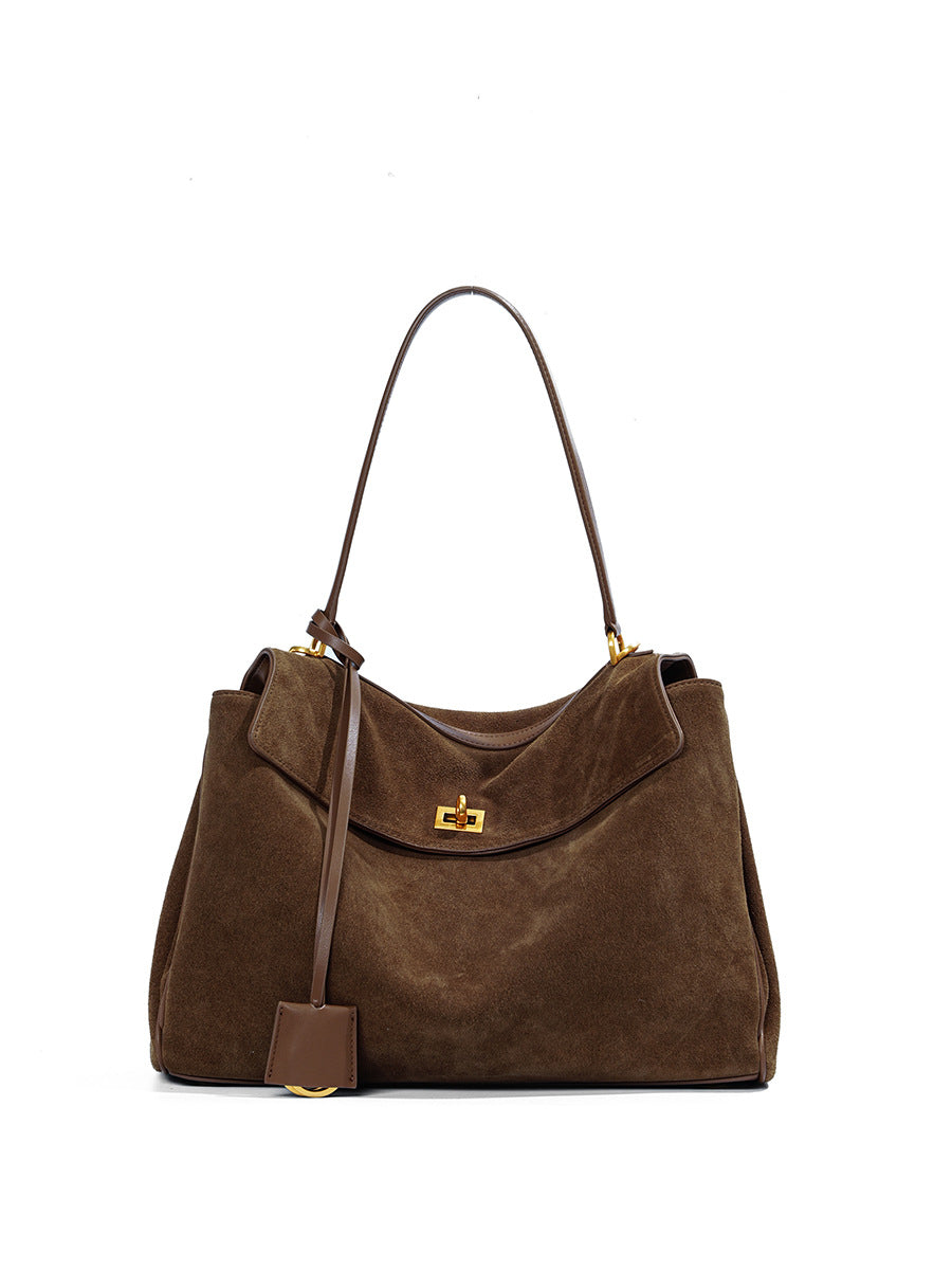 Rony suede leather top-handle shoulder bag