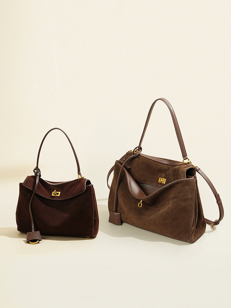 Rony suede leather top-handle shoulder bag