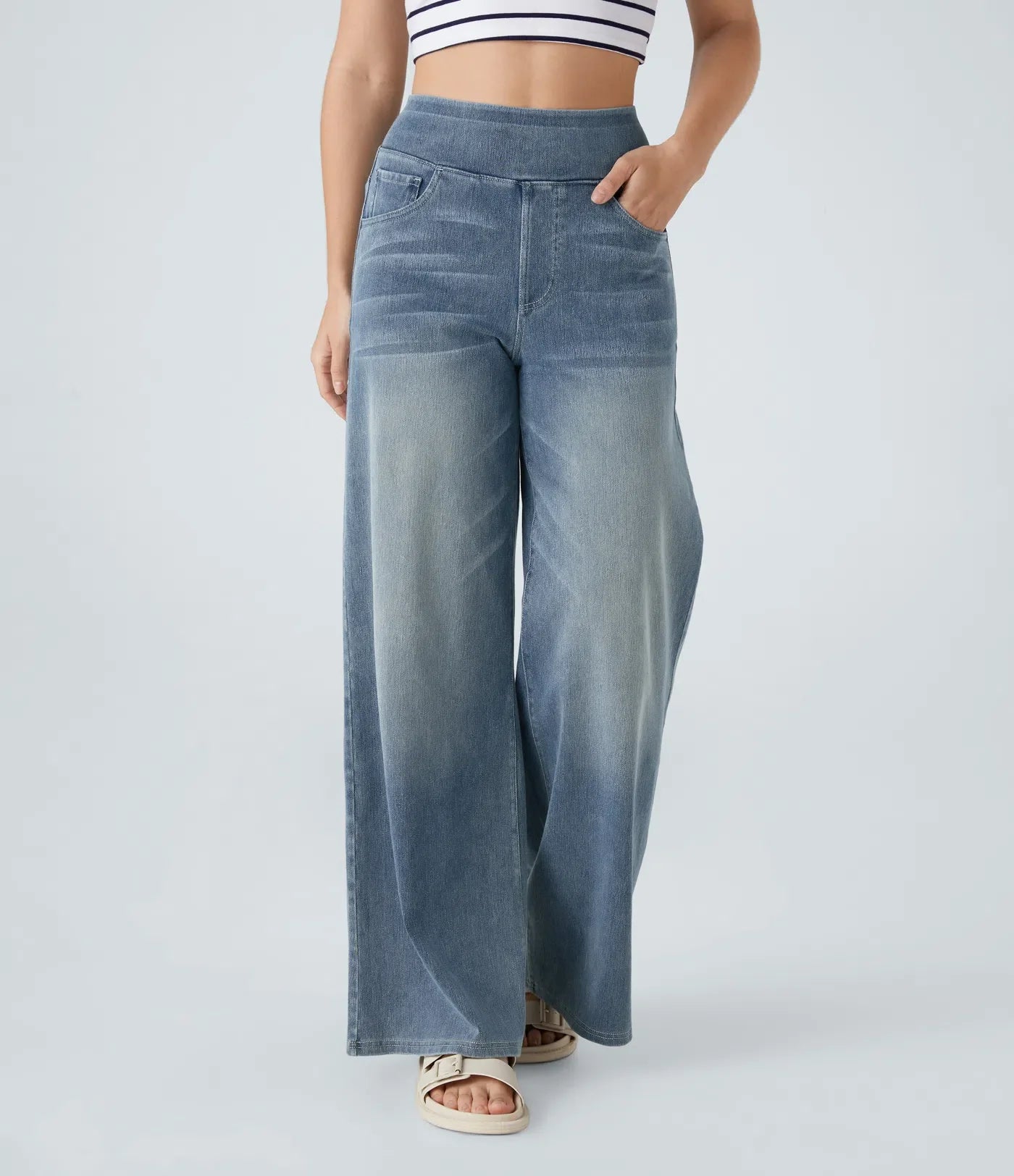High-Waisted Stretch Trousers