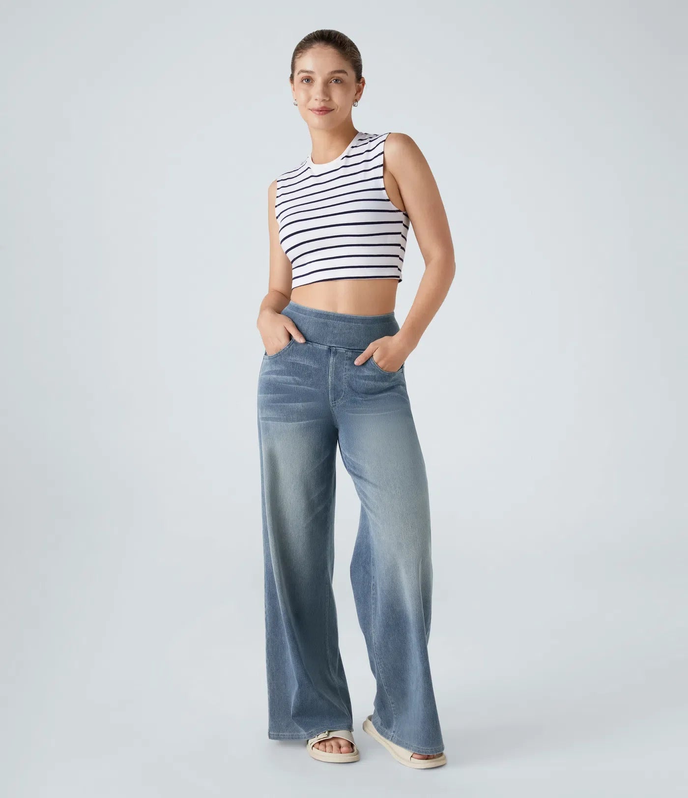 High-Waisted Stretch Trousers