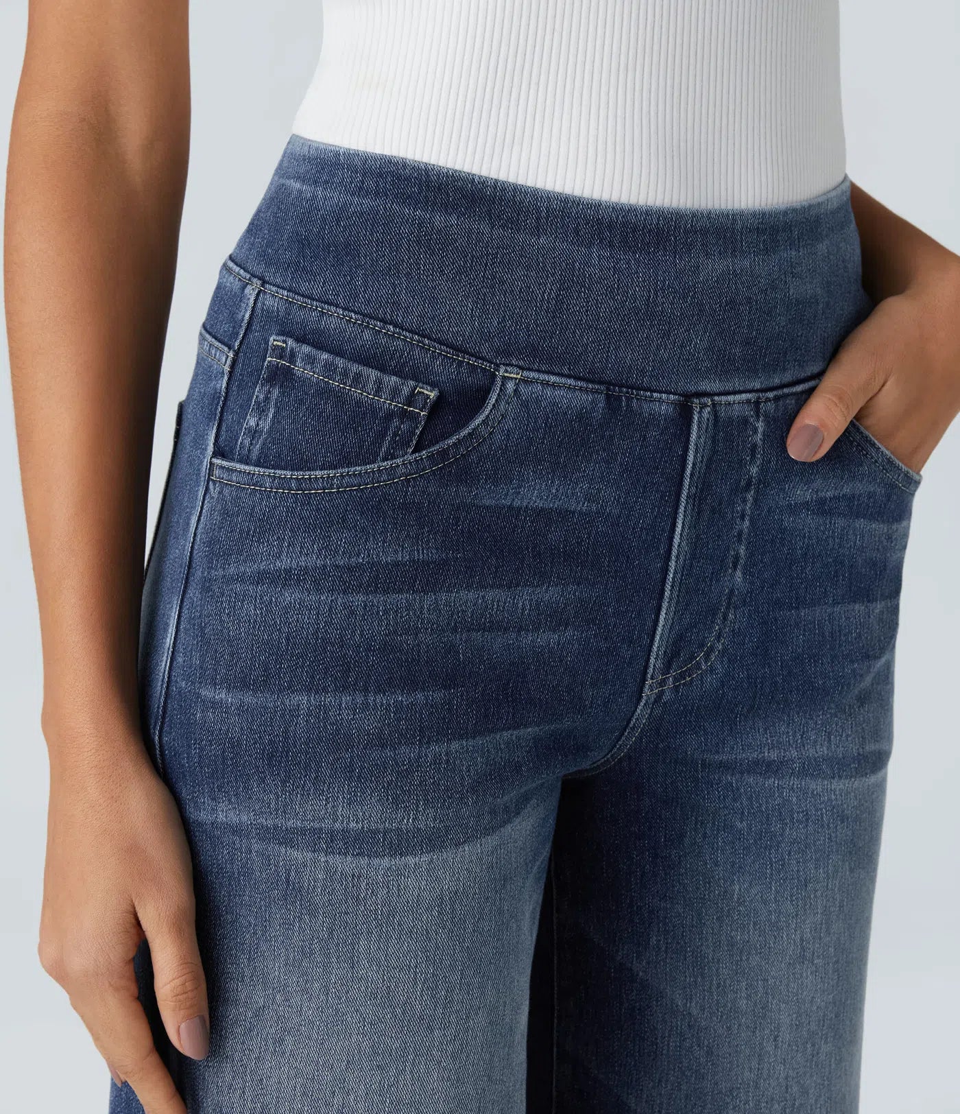 High-Waisted Stretch Trousers
