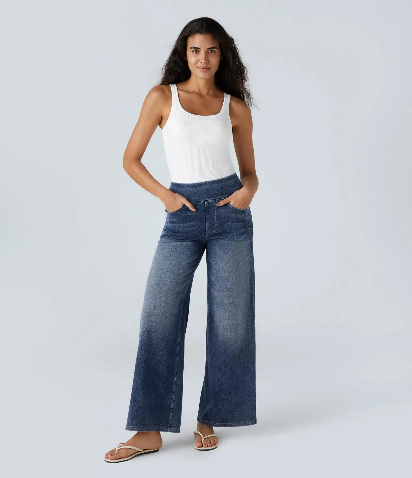 High-Waisted Stretch Trousers
