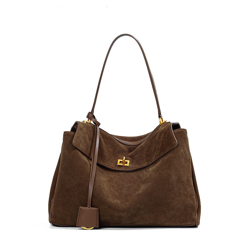 Rony suede leather top-handle shoulder bag
