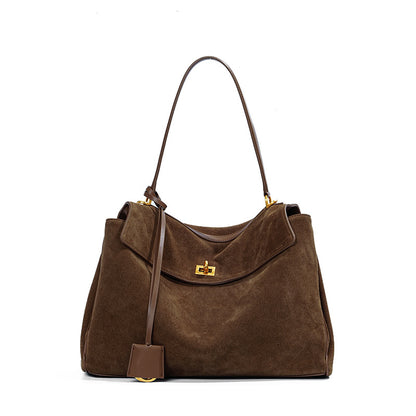Rony suede leather top-handle shoulder bag