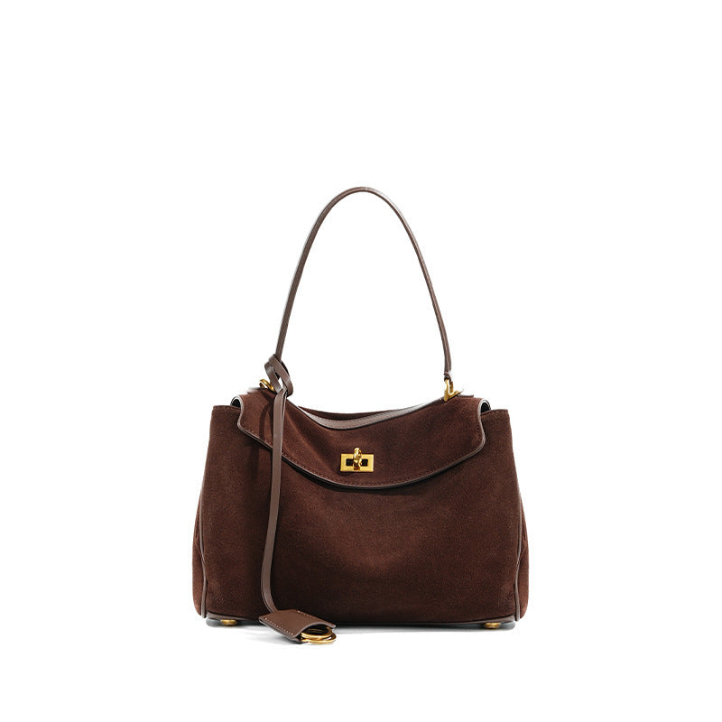 Rony suede leather top-handle shoulder bag