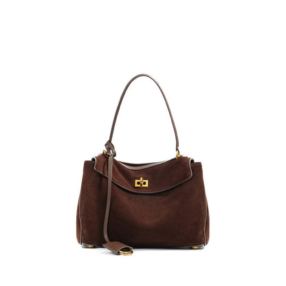 Rony suede leather top-handle shoulder bag