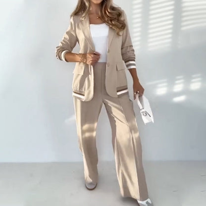 Casual Beige Two-Piece Set for Women