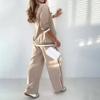 Casual Beige Two-Piece Set for Women