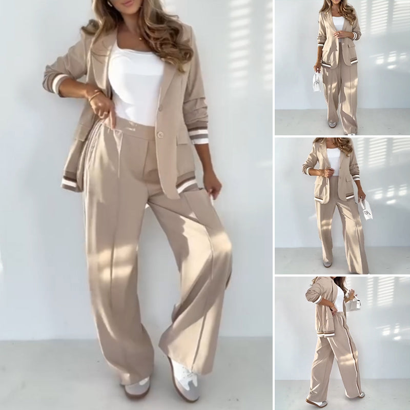 Casual Beige Two-Piece Set for Women